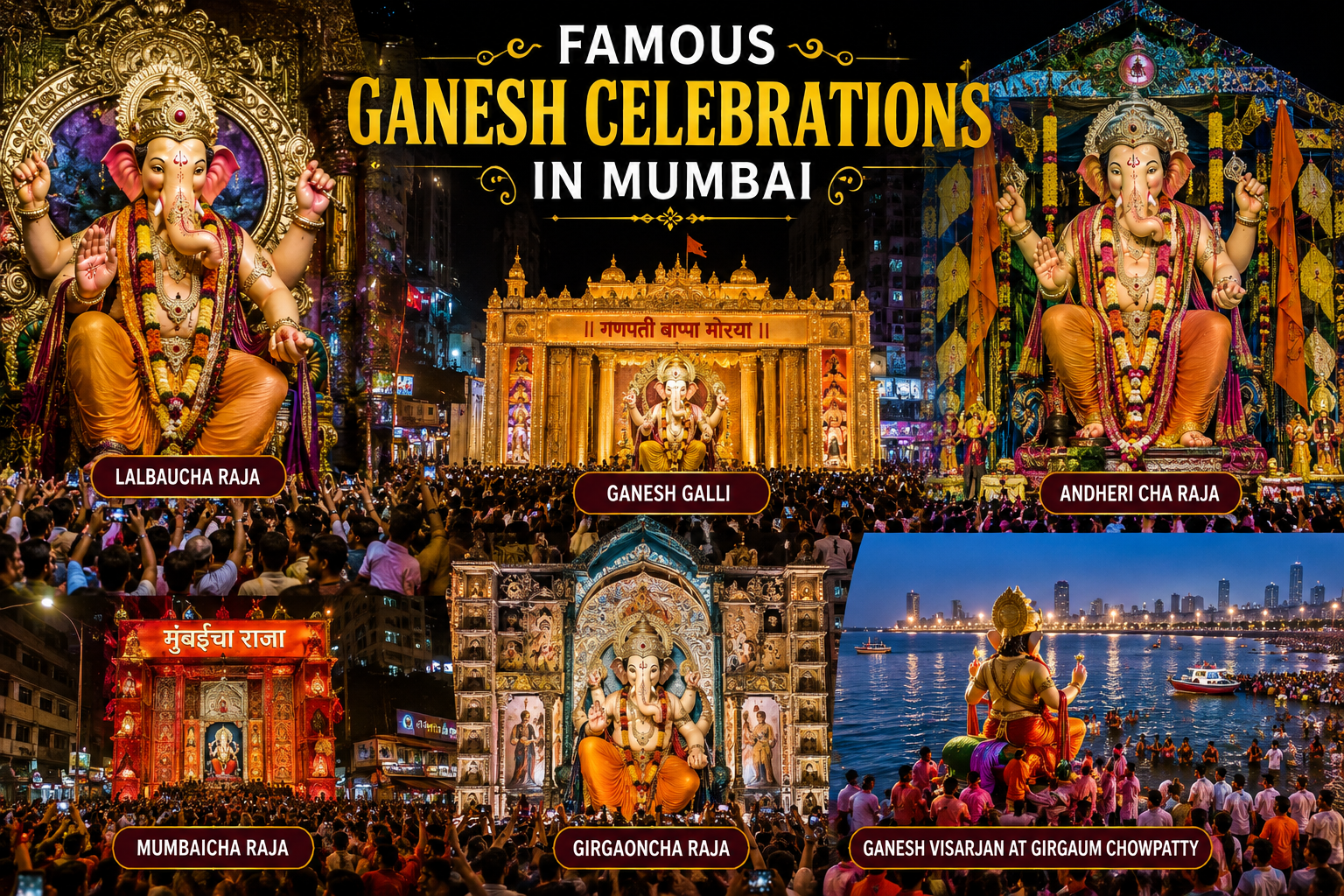 Mumbai’s most famous Ganesh celebrations and visarjan.