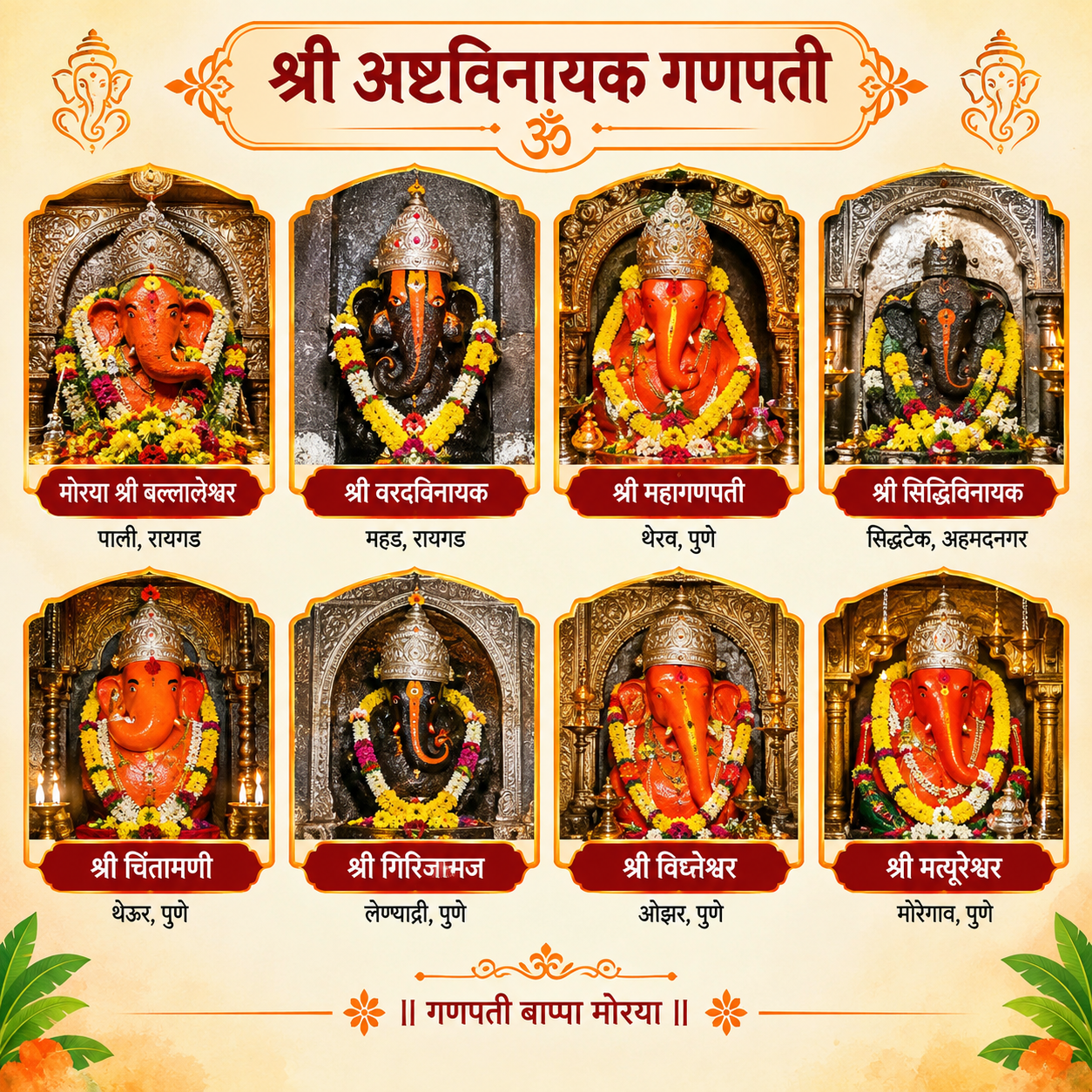 Shri Ashtavinayak Ganpati temples in Maharashtra